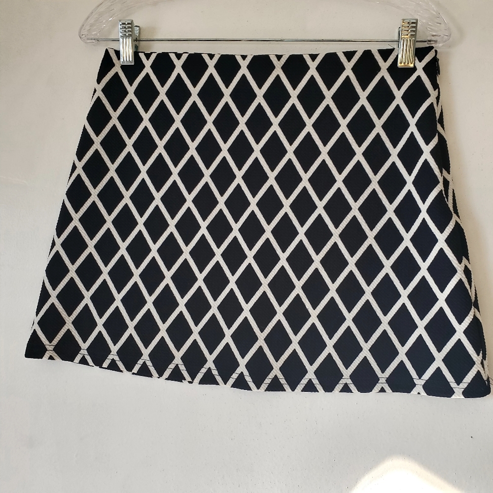 Women Forever 21 Dark Navy White Diamond Look Side Zipper Mini Skirt Size Medium
